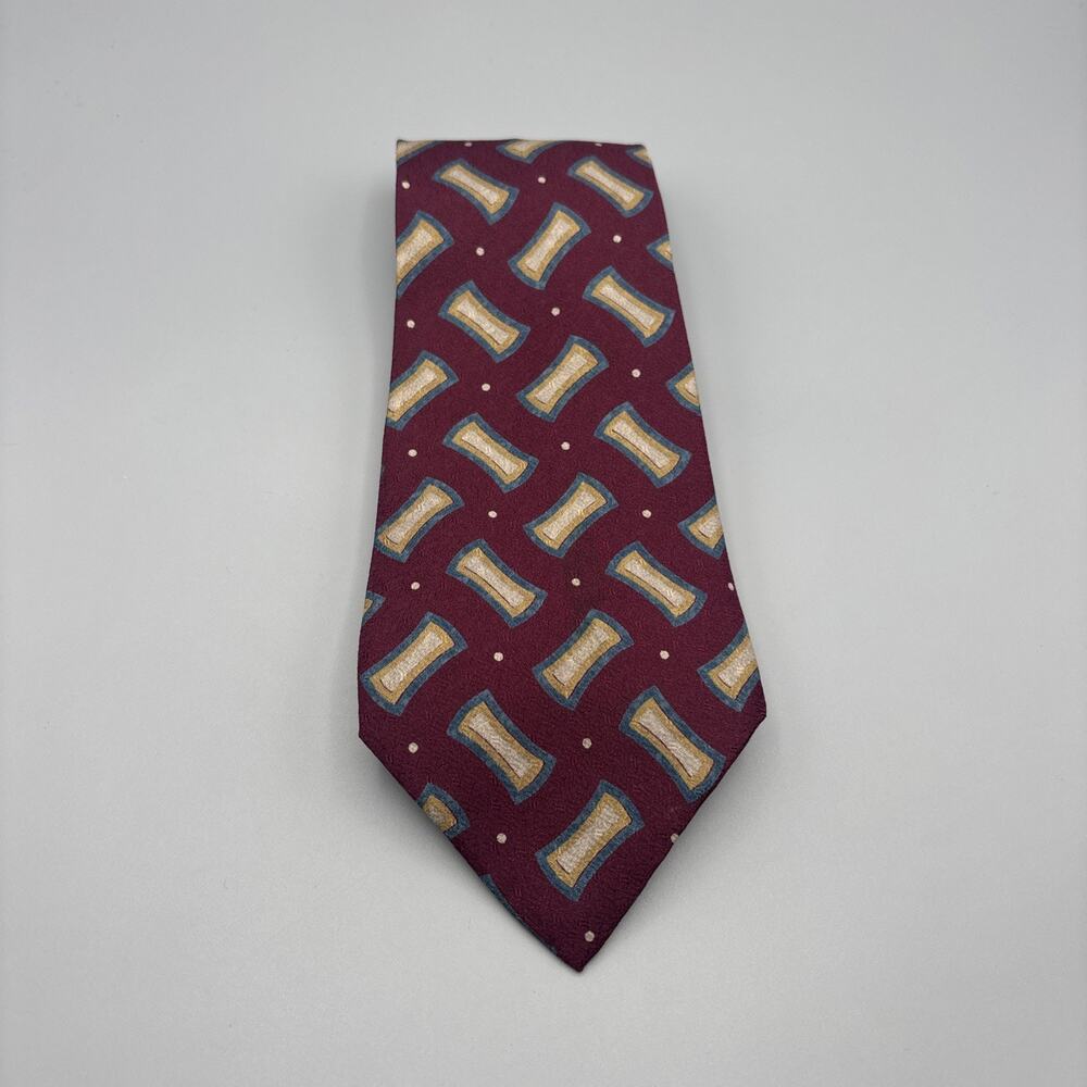 Giorgio Armani Cravatte Mens Silk Tie Red Geometric Italy